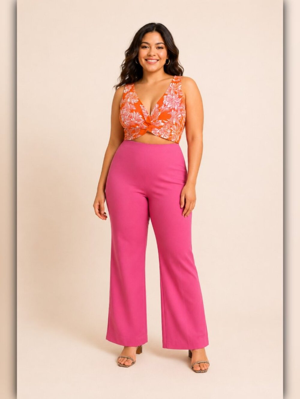 A372 • Tropical Twist Crop Top & Flare Pant Set